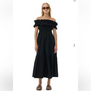 Ganni Cotton Poplin Long (midi) Smock Dress